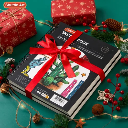 Miniatura 8 de Shuttle Art Cuaderno de bocetos de 9 x 12 pulgadas, 220 hojas en total, paquete de 2 (110 hojas cada una), papel grueso de 68 libras/100gsm, bloc