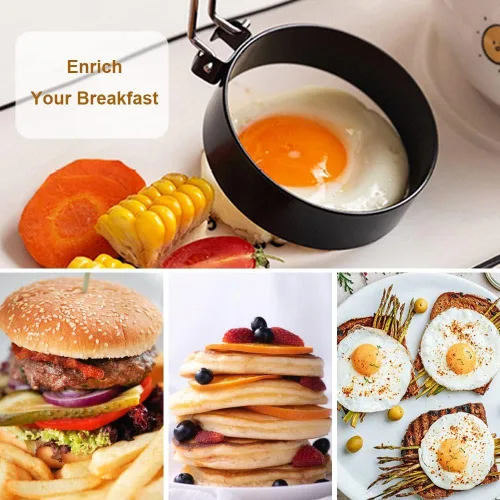 Miniatura 3 de Anillos para huevos de acero inoxidable de 3 pulgadas para Egg McMuffins, paquete de 4, moldes para huevos para freír huevos, anillo para mini Rojo