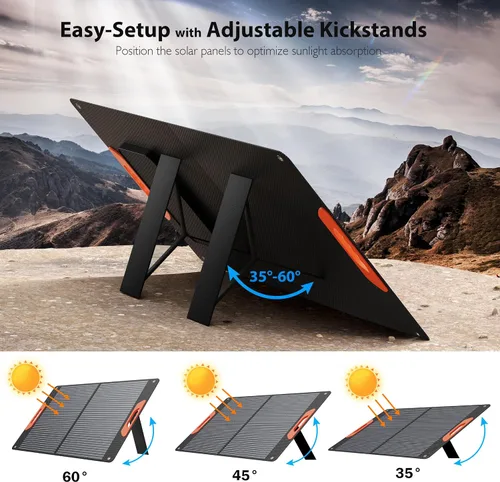 Miniatura 7 de Panel solar portátil de 100 W para estación de energía, cargador solar plegable con alta eficiencia del 24%, revestimiento ETFE, QC3.0 USB/Tipo-C