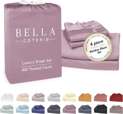 Miniatura 41 de Bella Coterie - Juego de sábanas de lujo de viscosa de bambú para cama tamaño split king 2 sábanas ajustadas para camas Sleep Number y camas 06