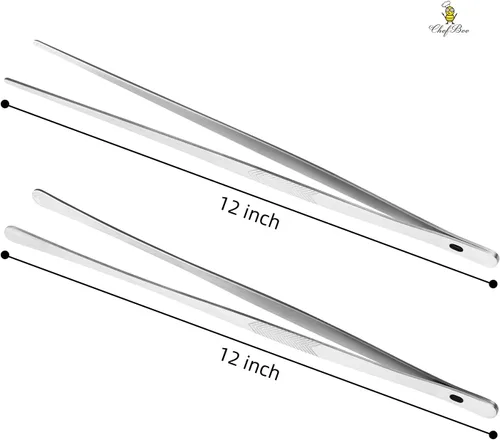 Miniatura 2 de Pinzas de Cocina ChefBee - 2 Piezas de 30 cm de Acero Inoxidable, Pinzas de Metal con Puntas Dentadas de Precisión para Chef, Servir Alimentos, Asar
