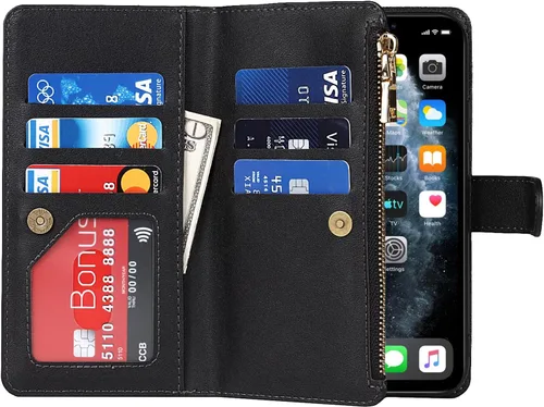 Miniatura 5 de Funda para iPhone 11 Pro Max para mujeres y hombres con tarjetero para iPhone 11 Pro Max, funda cruzada con correa para el hombro, bolsillo