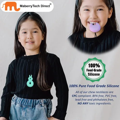 Miniatura 2 de Collares masticables sensoriales para niños y niñas, paquete de 6 collares masticables de silicona para niños y adultos, con autismo, ansiedad