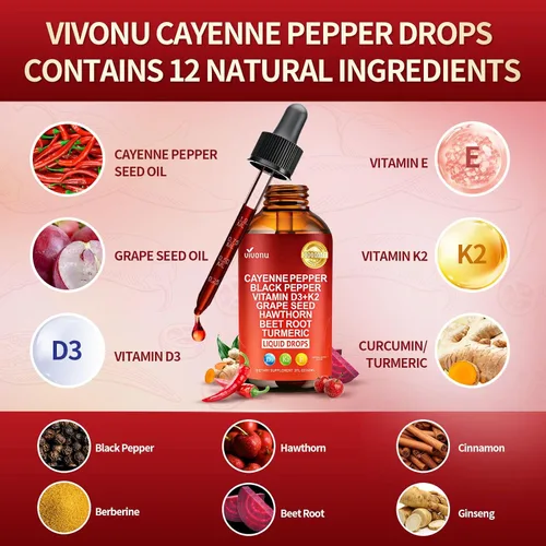Miniatura 3 de Suplemento líquido de gotas de pimienta de cayena + tecnología liposomal 98% de absorción, soportes* vena de piernas, corazón y vasos sanguíneos*