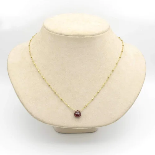 Miniatura 16 de Collar con colgante de piedra natal con piedra preciosa genuina, relleno de oro de 14 quilates, 18 pulgadas
