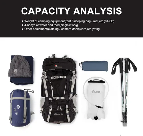 Miniatura 5 de MOUNTAINTOP 70L - Mochila con marco interno para camping, senderismo, mochila para hombres y mujeres con cubierta de lluvia