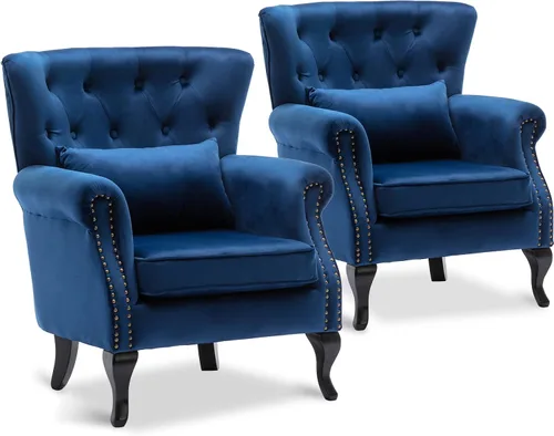 Miniatura 33 de LZAREAL Juego de 2 Sillones de Lectura Accent con Brazos para Sala de Estar, Dormitorio, Sillón de Esquina Cómodo Moderno de Mediados de Siglo, rosa