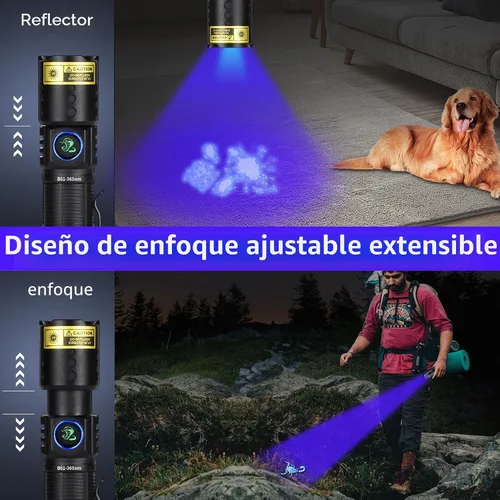 Miniatura 2 de DARKBEAM Linterna UV de 365 nm LED de luz negra, linternas ultravioleta, potente lámpara recargable USB -C Woods, resistente al agua enfocable