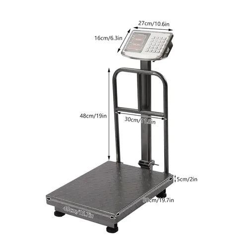 Miniatura 8 de Báscula de plataforma industrial de 660 libras con barandilla extraíble LB/KG para computación de peso, báscula digital, báscula de plataforma