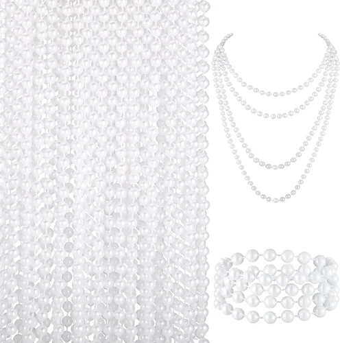 72 collares de perlas sintéticas de 33 pulgadas y 0.276 in, collar de cuentas de perlas de Mardi Gras, collar para fiesta de flapper, boda,