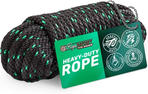 Miniatura 7 de Rope Ratchet Cable utilitario de polipropileno trenzado de 3/8 pulgadas, 50 pies, resistente a la intemperie para interiores y exteriores
