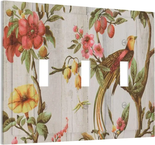 Miniatura 110 de Cubierta de Interruptor de Luz de 1 Gang con Escena de Flores de Grecia Mediterránea, Dispositivo Individual Basculante/GFCI, Placa Decorativa