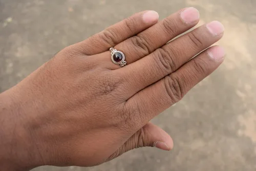 Miniatura 9 de Gemstone Ring, Handmade 925 Sterling Silver Rings for Women Girls, Natural Gemstone Ring US size 5 Solitaire Ring, Round Stone Ring, Minimalist