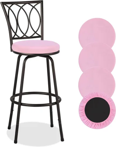 Miniatura 12 de Deisy Dee 4 fundas de asiento redondas para taburetes de bar, fundas elásticas para sillas redondas de 13 a 16 pulgadas (naranja)