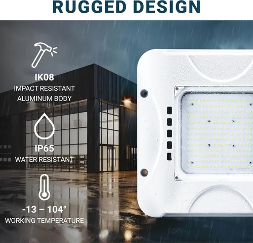 Miniatura 7 de Parmida - Luz LED para toldo, 150 W, 0-10 V regulable, 100-277 VAC, IP65 impermeable, ETL, luz de tienda, 5700 K, 16.5 x 16.5 pulgadas, gasolinera