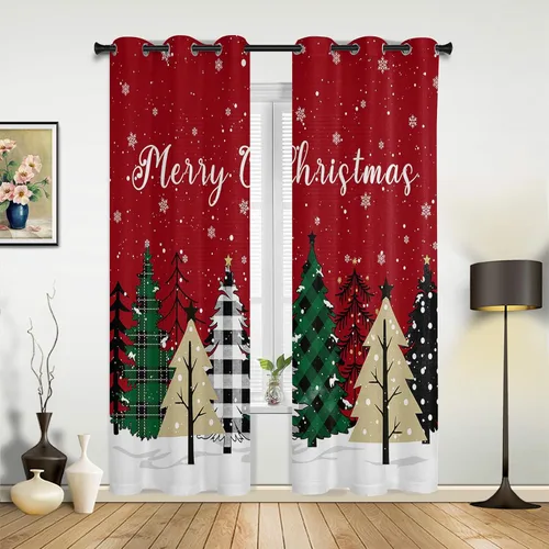 Miniatura 11 de Libaoge Cortinas de Navidad para cocina, dormitorio, juego de 2 paneles, diseño de muñeco de nieve de Navidad, cortinas de invierno con copos