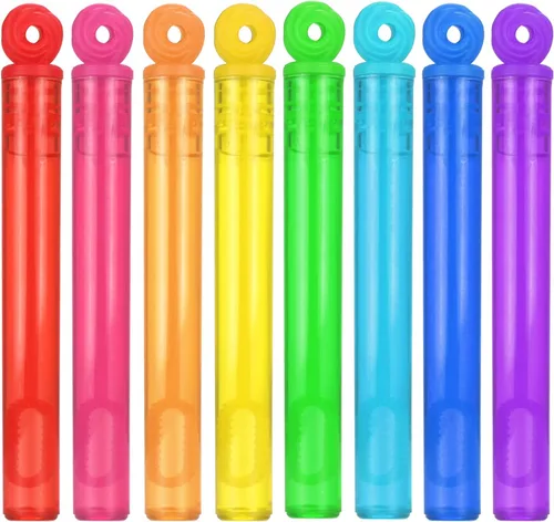 Paquete de 32 piezas de varitas de burbujas mini de 8 colores, surtido de juguetes para regalos de fiesta para niños, celebración de Navidad, Acción