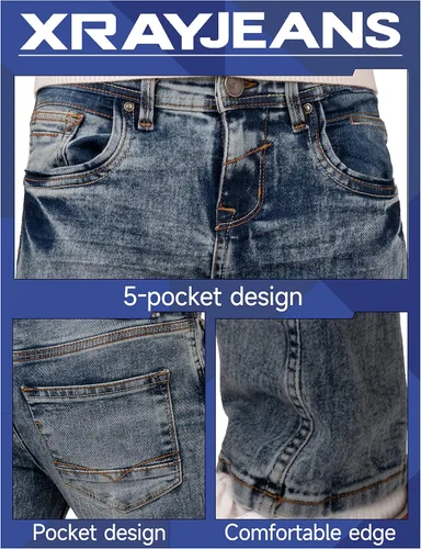 Miniatura 5 de X RAY Jeans desgastados para niños (2T-16), pantalones elásticos ajustados para niños grandes y pequeños, jeans rasgados para niños