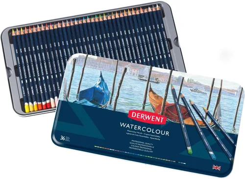 Miniatura 10 de Derwent Lápices de colores acuarelables, lápices de acuarela, para dibujo, arte, en estuche metálico, 12 unidades (32881)