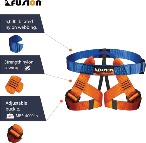 Miniatura 2 de Fusion Climb Centaur - Arnés de escalada para niños, arnés ajustable para niños para montañismo profesional, escalada en roca, arnés de seguridad