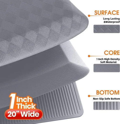 Miniatura 7 de StepRite Tapetes de cocina de 1 pulgada de grosor para el piso, alfombras de cocina antifatiga, antideslizantes, alfombra de cocina impermeable