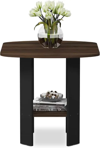 Miniatura 6 de Furinno - Juego de 2 mesas auxiliares de diseño simple, color nogal Columbia/negro