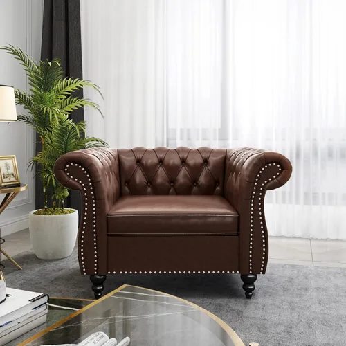 Miniatura 26 de ORRD - Sofá Chesterfield de Terciopelo, Sofá Moderno de Terciopelo con 3 Asientos con Brazos Enrollados y Clavos para Sala de Estar, Dormitorio