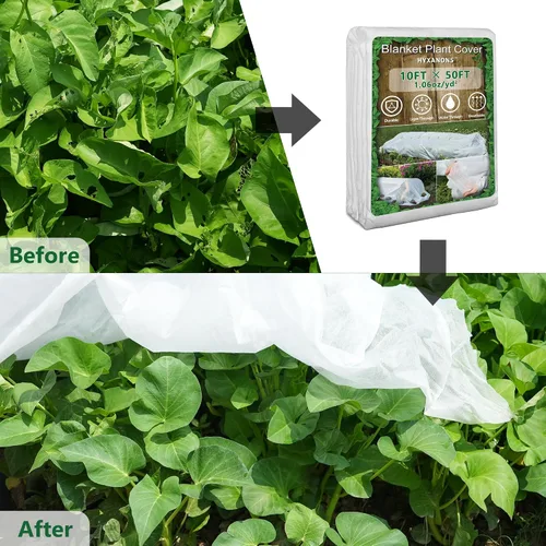 Miniatura 7 de Cubiertas para Plantas de 10 x 33 Pies Protección contra Congelación, 1.06 oz/yd² Tela de Cobertura de Hileras Flotante Grande y Gruesa