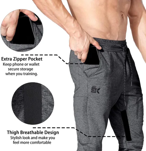 Miniatura 4 de Pantalones ajustados en el muslo de BROKIG para hombre, de malla, con bolsillo con cremallera, infomal.