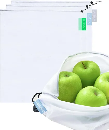 Miniatura 13 de purifyou Juego de 9 mini bolsas de lona de algodón orgánico reutilizables con cordón para comprar comestibles, productos secos, artículos esenciales