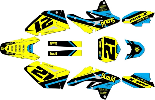 Miniatura 4 de Kit de gráficos para Suzuki RMZ 250 (2007-2009) Serie Enigma Azul 09 Mil - Dirt Bike - Kit de calcomanías gráficas de carreras personalizadas, sin