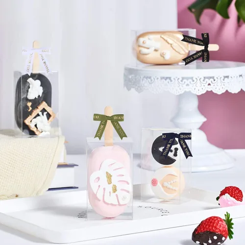 Miniatura 8 de Meseey 30 lazos de cinta con estampado dorado de agradecimiento de 2.5 pulgadas, lazos pequeños para envolver regalos Blanco