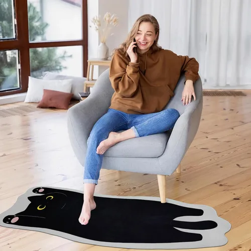 Miniatura 3 de Tapete para gatos, bonita alfombra larga antideslizante para sofá, alfombras estiradas para dormitorio, entrada, sala de estar, cocina, color negro