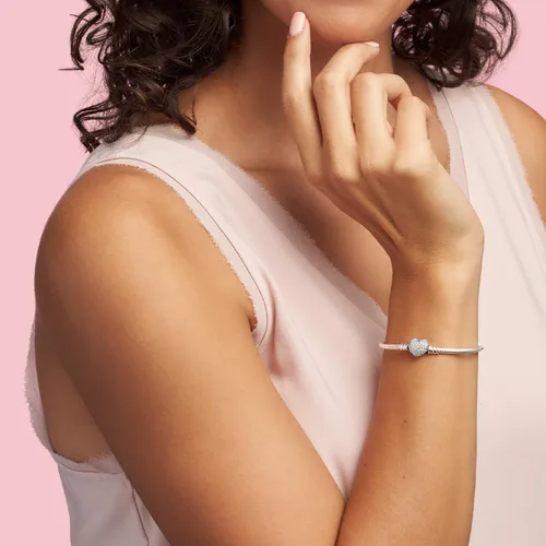 Miniatura 5 de Pandora Moments - Pulsera de cadena de serpiente con cierre de corazón brillante