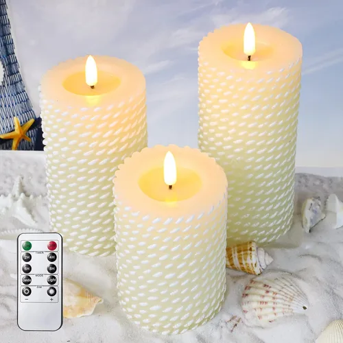Miniatura 13 de Velas de Cristal Florales Sin Llama Rosa Románticas Operadas con Batería con Control Remoto Parpadeantes LED Plateadas Vela de Pilar de Cera Real