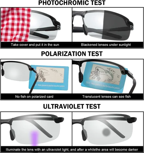 Miniatura 3 de Gafas de sol polarizadas fotocrómicas para hombre Al-Mg marco de metal gafas de conducción deportivas protección UV400 gafas antirreflejos