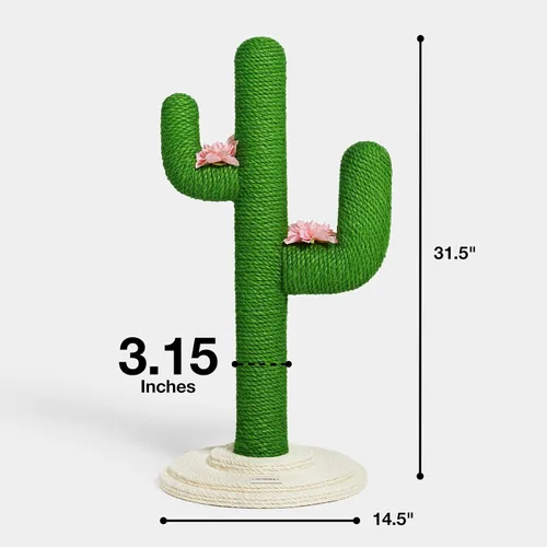 Miniatura 3 de VETRESKA Rascadores para Gatos de Interior Poste Rascador de Gato con Forma de Cactus Cuerda de Yute, 31.5" de Alto Verde Árbol de Gato Vertical
