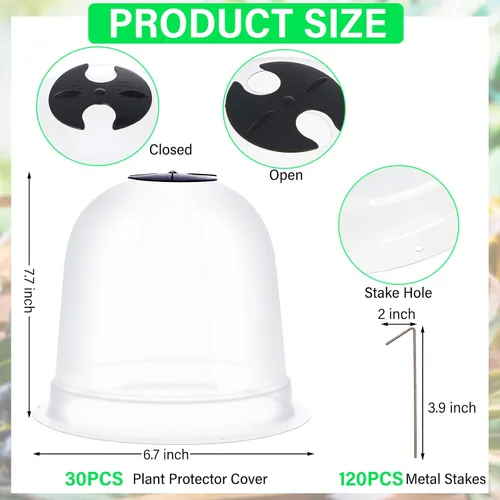 Miniatura 2 de Zopeal 20 cúpulas pequeñas de humedad para plantas de jardín, 7.68 pulgadas de diámetro x 6.7 pulgadas de alto, cubiertas protectoras de heladas