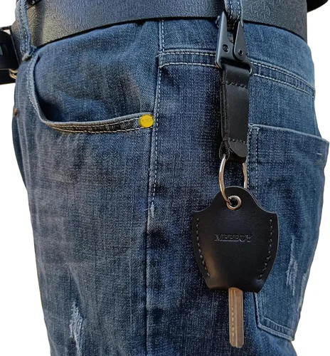 Miniatura 9 de Funda de cuero hecha a mano para llave de coche para llave rota Funda para llave de coche para hombres y mujeres (Negro)