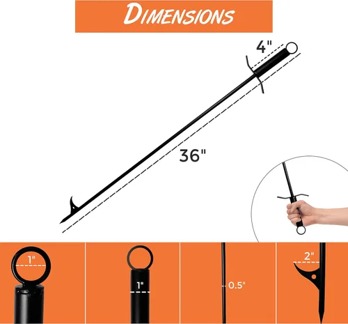 Miniatura 2 de SIMOND STORE Poker para hogueras de 36 pulgadas, resistente con recubrimiento en polvo resistente a la corrosión, póquer para chimenea