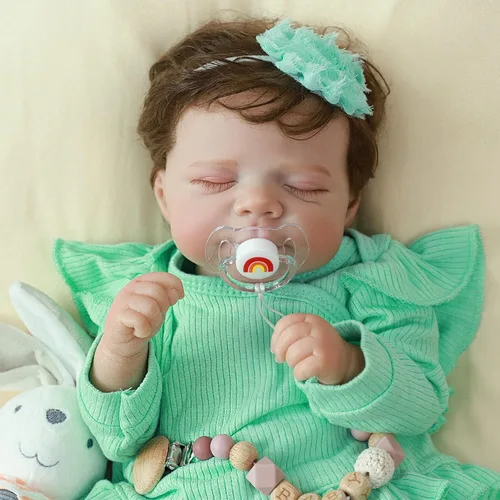 Miniatura 3 de SCOM Muñecas bebé reborn para niña de 18 pulgadas – Cuerpo completo de silicona, recién nacida durmiendo de forma realista, posable y lavable