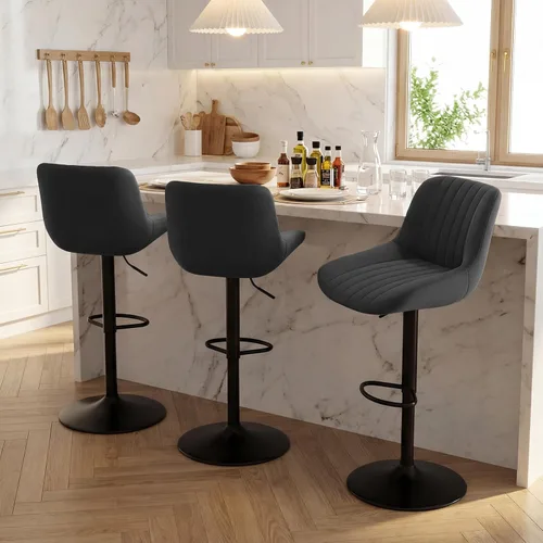 Miniatura 15 de Nalupatio Juego de 1 taburetes de bar, taburetes de bar giratorios modernos ajustables con respaldo, sillas de isla de tela de rendimiento de altura