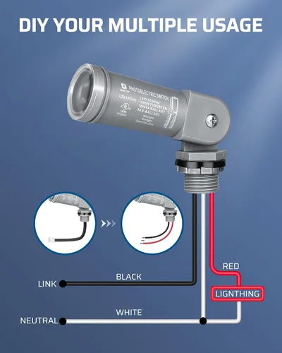 Miniatura 5 de DEWENWILS Sensor de atardecer a amanecer de 120 VCA, interruptor de sensor de luz, montaje giratorio, control de luz de fotocélula