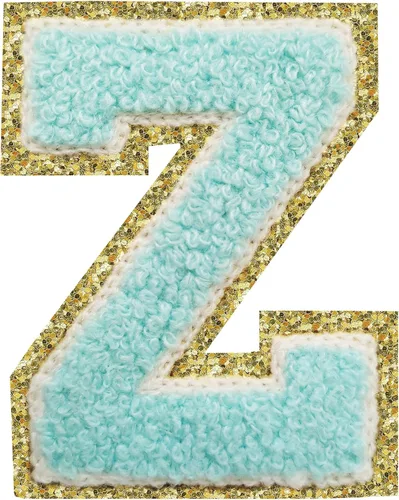 Miniatura 24 de SPRT - Parches de letras de chenilla universitaria con purpurina, parche de letras blancas para planchar con letras del alfabeto para disfraz