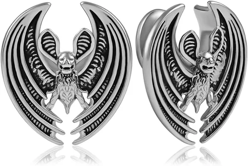 2 unidades Cool Bats Saddle Ear Tunnels Plugs Calibres de Acero Inoxidable 316 Hipoalergénico 0G 2G Aretes Expansor para Piercing Estirado Joyería
