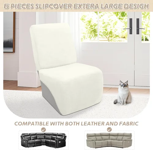 Miniatura 190 de Arfntevss Fundas de sofá seccional reclinable de terciopelo, Funda de sofá seccional de esquina para sofá reclinable, Funda elástica suave
