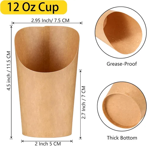 Miniatura 4 de CockStixs 100 tazas de embutidos de 12 onzas con brochetas de bambú, soporte de papel desechable para aperitivos, color marrón con púas de cóctel