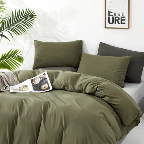 Miniatura 380 de CLOTHKNOW - Juego de edredón verde militar tamaño completo de 3 piezas, juego de ropa de cama verde oscuro, edredón suave con 2 fundas de almohada