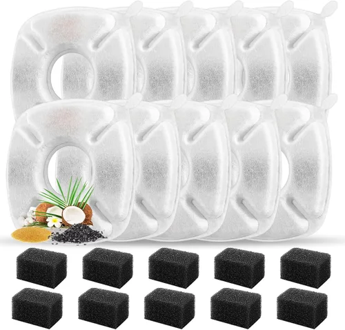Miniatura 9 de 8 piezas de filtros de repuesto para fuente de gato, 4 paquetes de filtros de repuesto para fuente de agua para gatos con 4 paquetes de esponjas