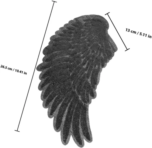 Miniatura 2 de ORFOFE 2pcs Black Angel Wing Sequin Embroidered Cloth Patches DIY Iron-on Applique for Jackets and Clothing Decoration Accessories